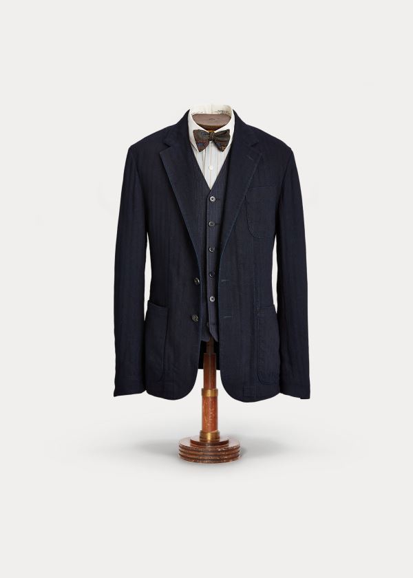 Blazer Ralph Lauren Hombre Azules - Herringbone - ZTHWS7640